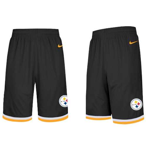 Men's Pittsburgh Steelers Black NFL Shorts,We sell and wholesale Men's Pittsburgh Steelers Black NFL Shorts on line form chian!